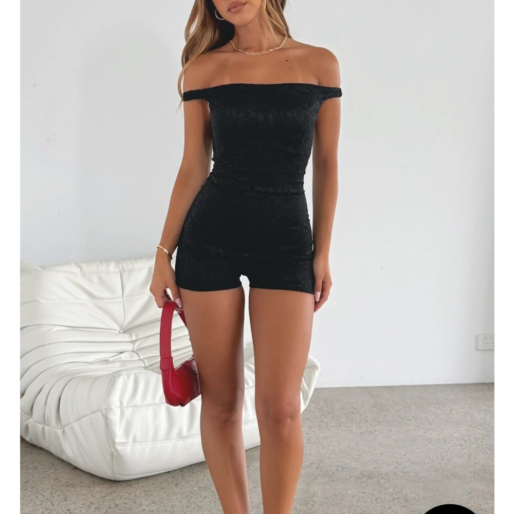White Fox Boutique Black Off-Shoulder Jumpsuit